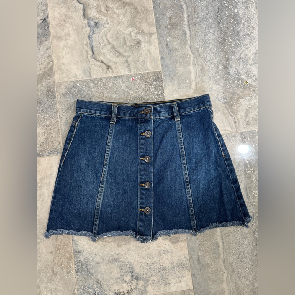 Forever 21 Navy Button-Front A-Line Skirt